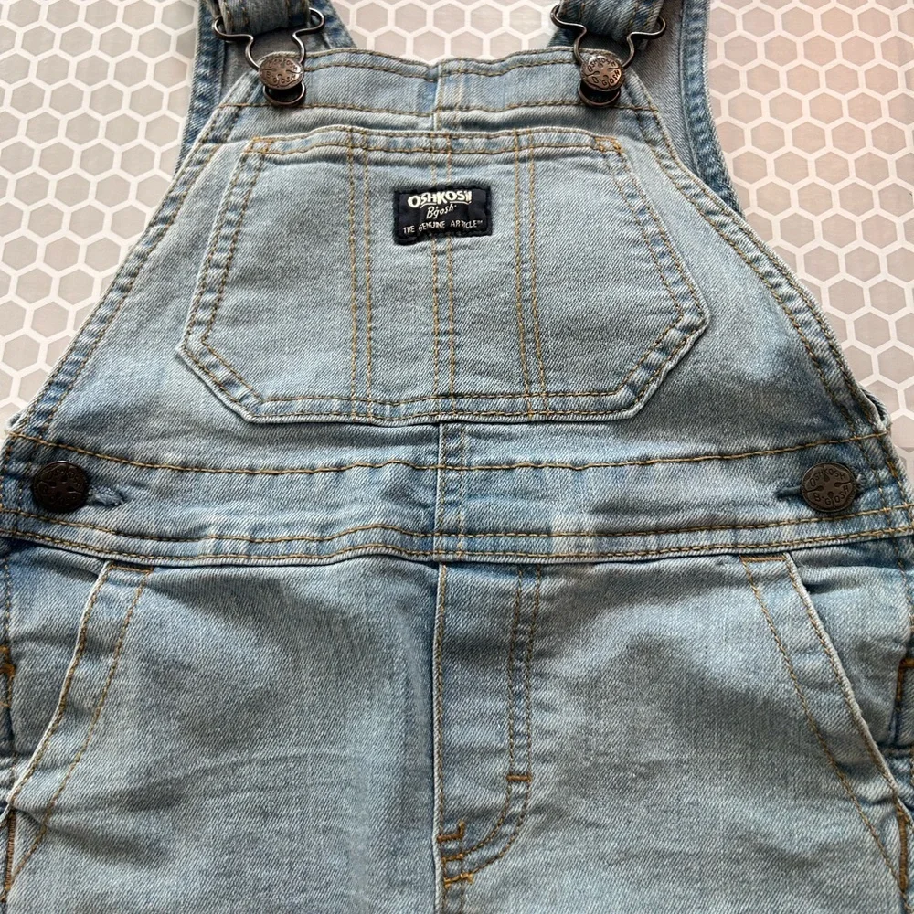 OshKosh B'gosh Light Blue Denim Overalls with Brass Buttons Size 3T